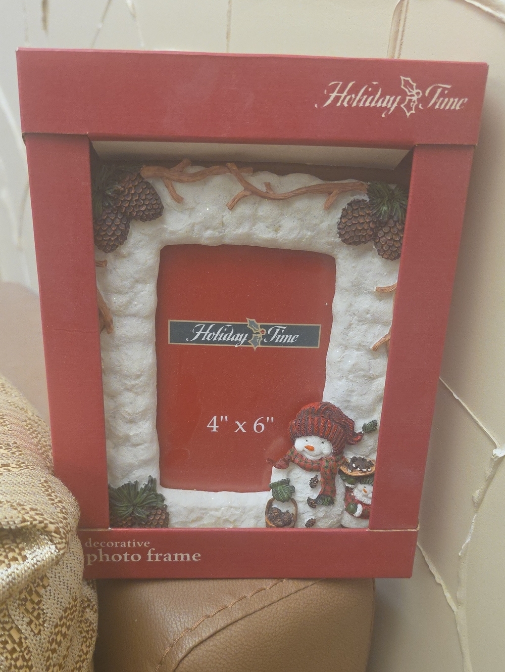 Holiday Time Red & White Snowman Winter Photo Frame